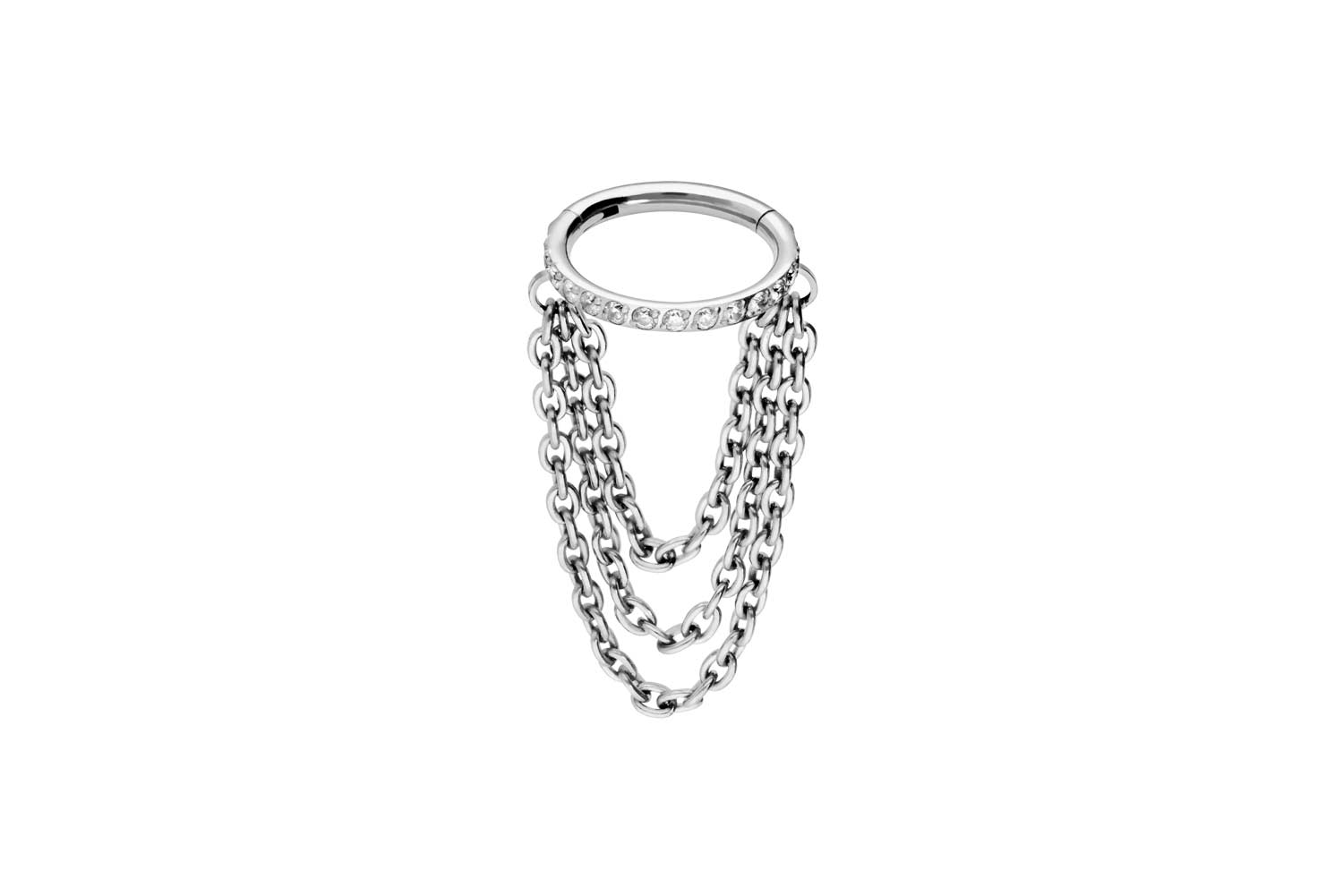 Titan Segmentring Clicker Piercing EINGEFASSTE KRISTALLE + 3 KETTEN